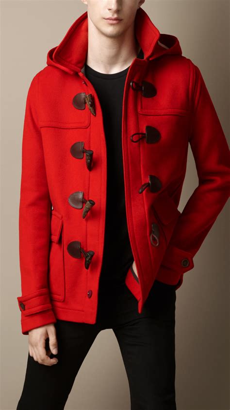 burberry red toggle jacket|Burberry duffle coat men's.